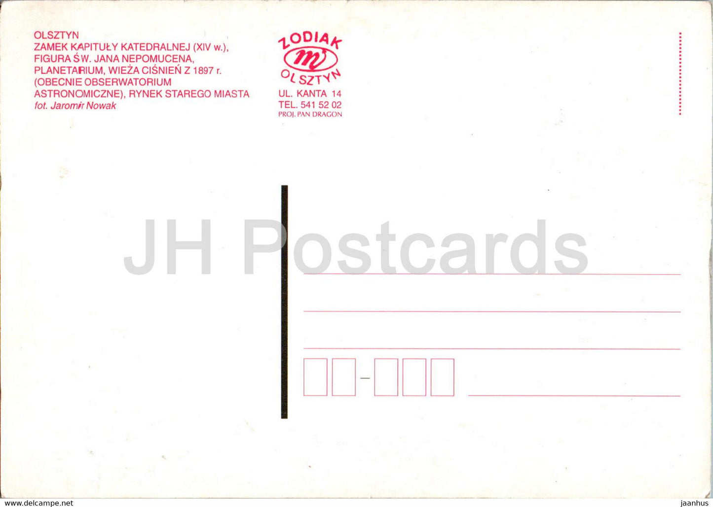 Olsztyn - Zamek - planetarium - Rynek Starego Miasta - castle - Old Town square - car - multiview - Poland - unused