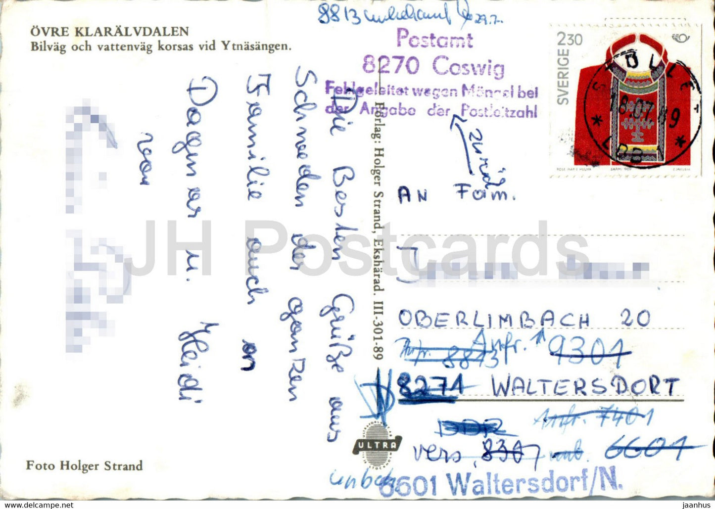 Ovre Klaralvdalen - Bilvag och vattenvag korsas vid Ytnasangen - pont - 1989 - Suède - d'occasion