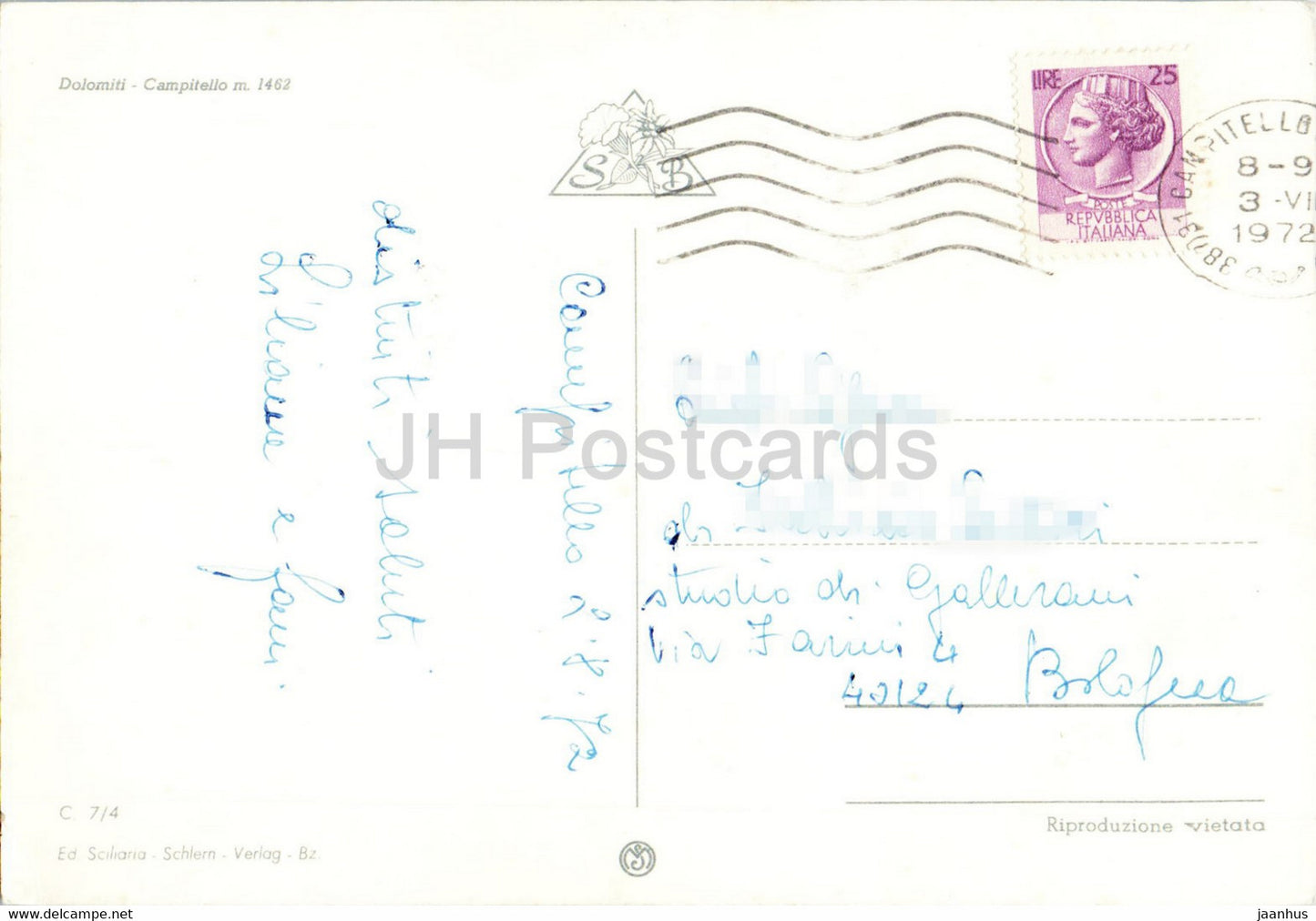 Dolomiti Campitello 1462 m - 1972 - Italy - unused