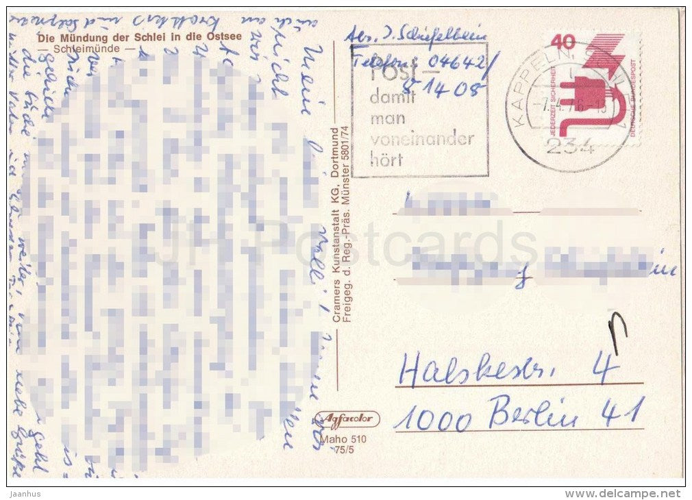 Die Mündung der Schlei in die Ostsee - Schleimünde - Germany - 1976 gelaufen - JH Postcards