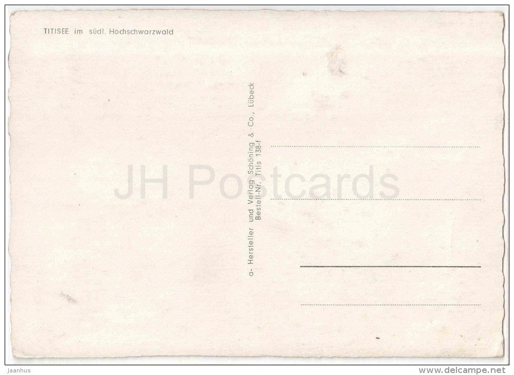 Titisee im südl. Hochschwarzwald - Germany - ungelaufen - JH Postcards