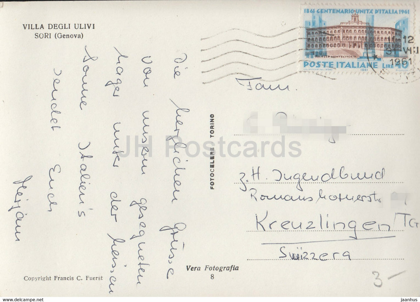 Villa Degli Ulivi - Sori - Genova - 1961 - Italie - occasion