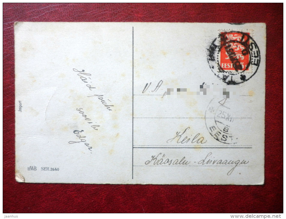 Christmas Greeting Card - winter landscape - source - House - HMB SER 2660 - circulated in Estonia 1931 - used - JH Postcards
