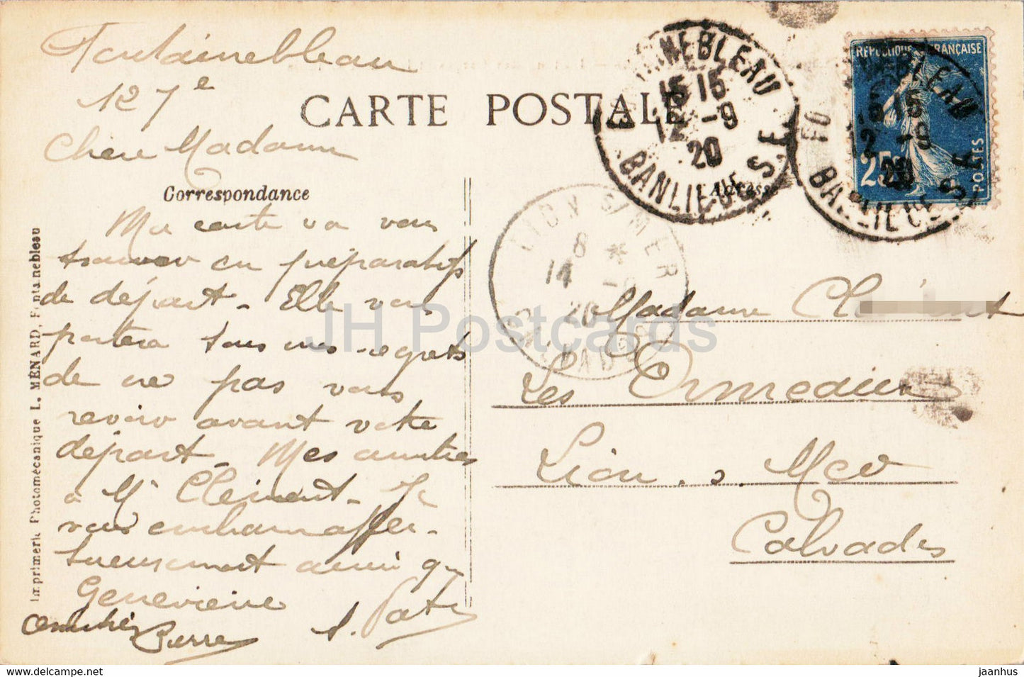 Palais de Fontainebleau - L'Etang des Carpes et le Musee Chinois - old postcard - 1920 - France - used