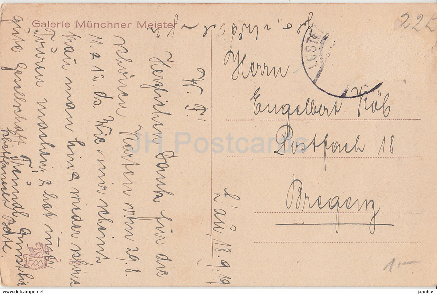 Morgendammerung - Galerie Munchner Meister - carte postale ancienne - 1919 - Allemagne - utilisé