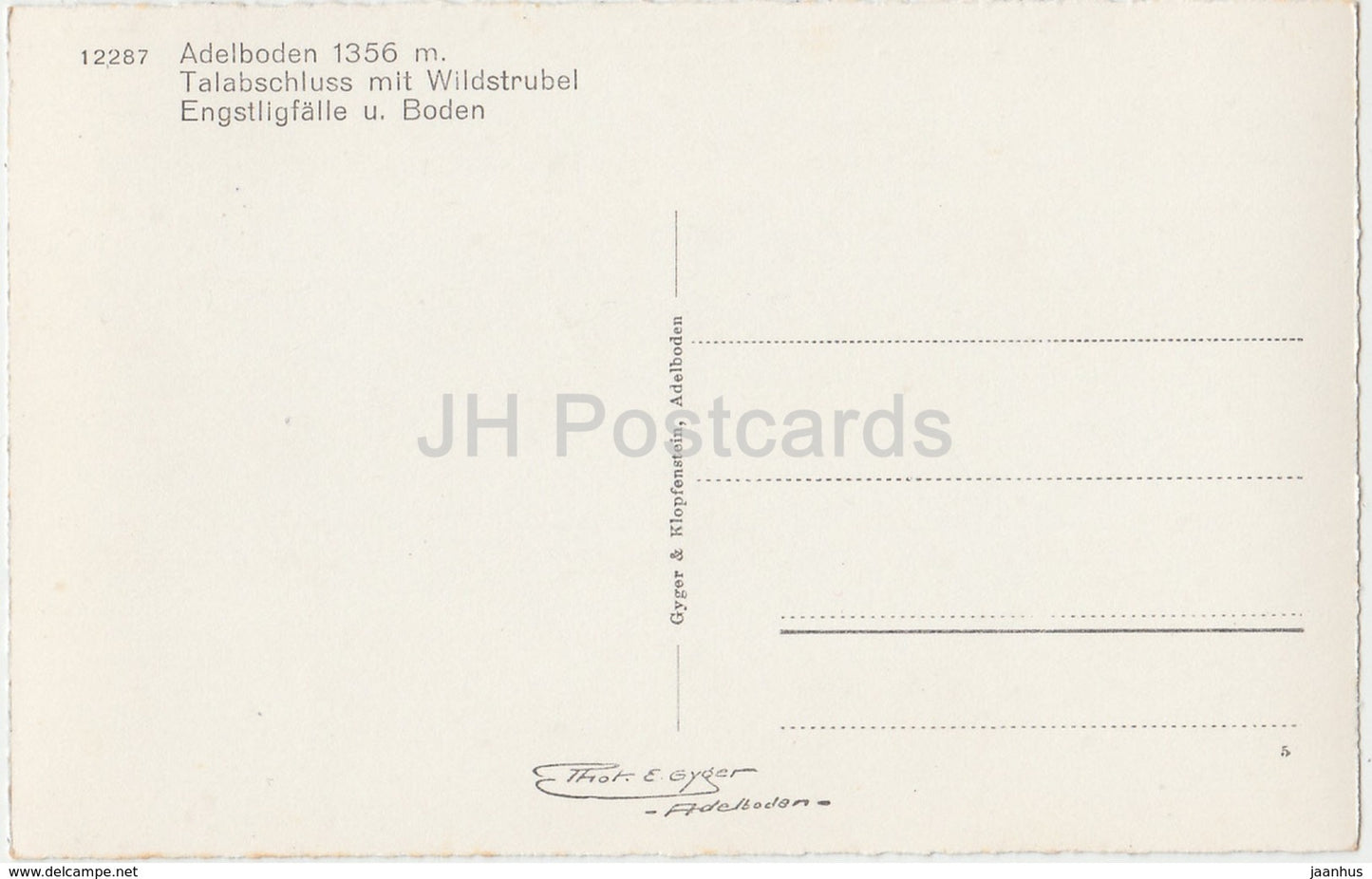 Adelboden 1356 m - Talabschluss mit Wildstrubel - Engstligfalle u. Boden - 12287 - Schweiz - alte Ansichtskarten - unbenutzt