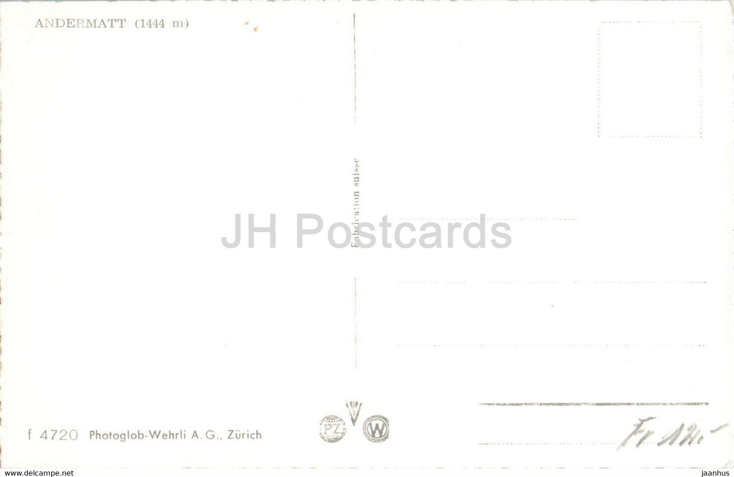 Andermatt 1444 m - 4720 - carte postale ancienne - Suisse - inutilisée