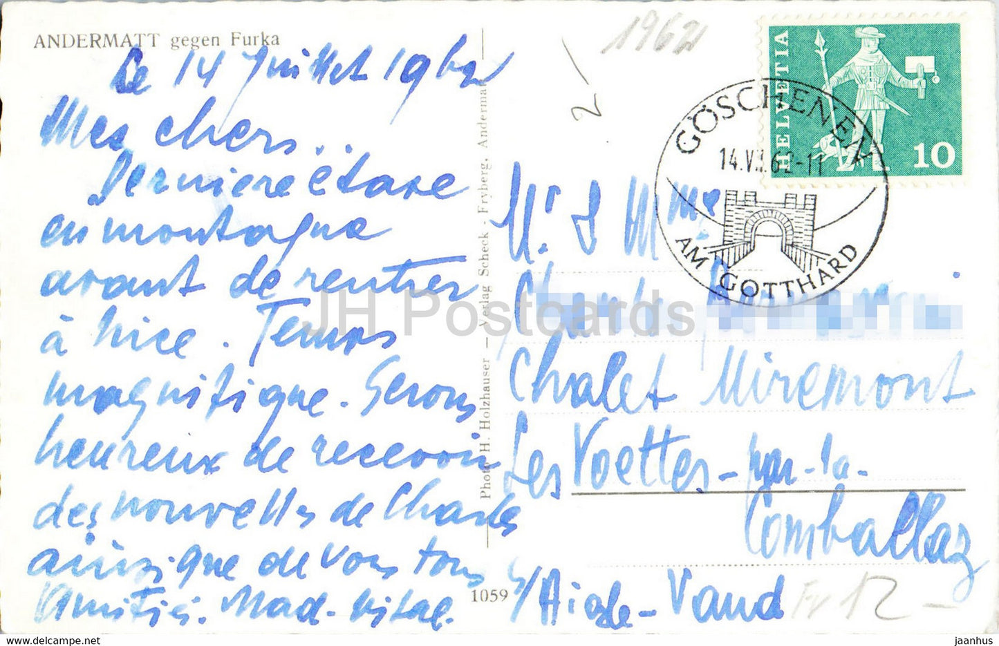 Andermatt gegen Furka - 1059 - 1962 - Suisse - d'occasion
