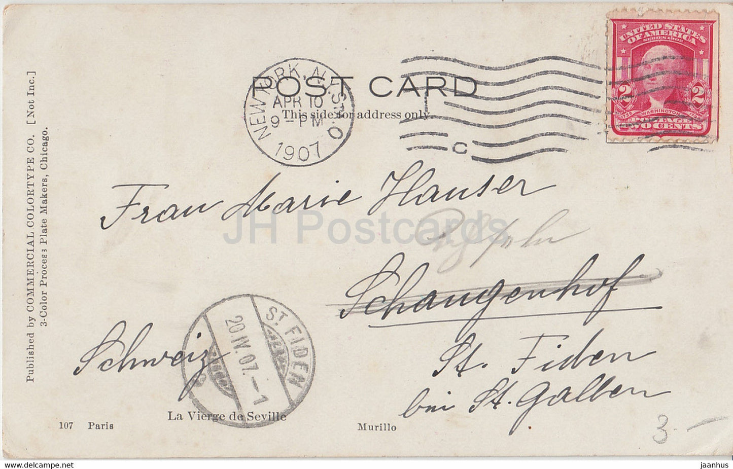 painting by Bartolome Esteban Murillo - La Vierge de Seville - Spanish art - old postcard - 1907 - USA - used