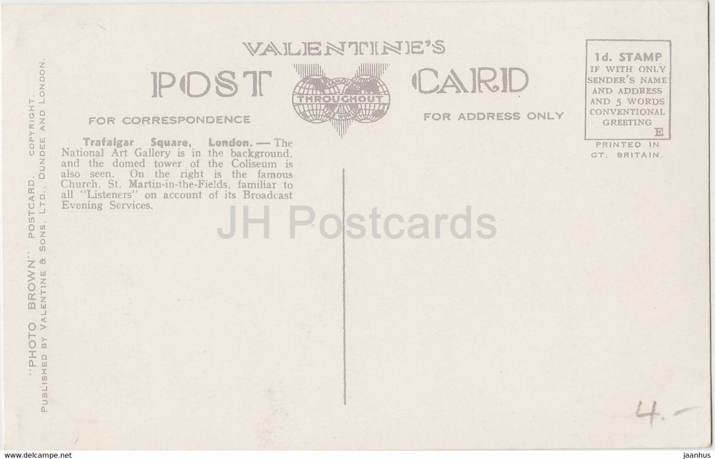 London - St Martin in the Fields - Trafalgar Square - 209372 - old postcard - England - United Kingdom - unused