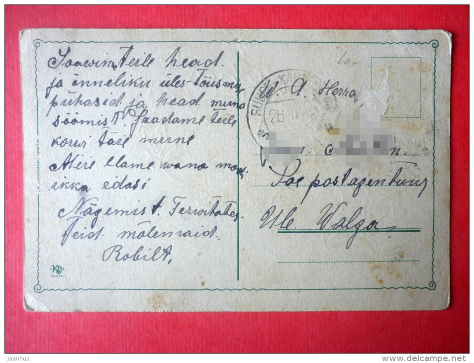 easter greeting card - eggs - flowers - KJ Tartu - circulated in Estonia 1932 - JH Postcards