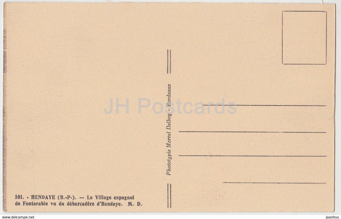 Hendaye - Le Village espagnol de Fontarabie vu du debarcadere d'Hendaye - 501 - old postcard - France - unused