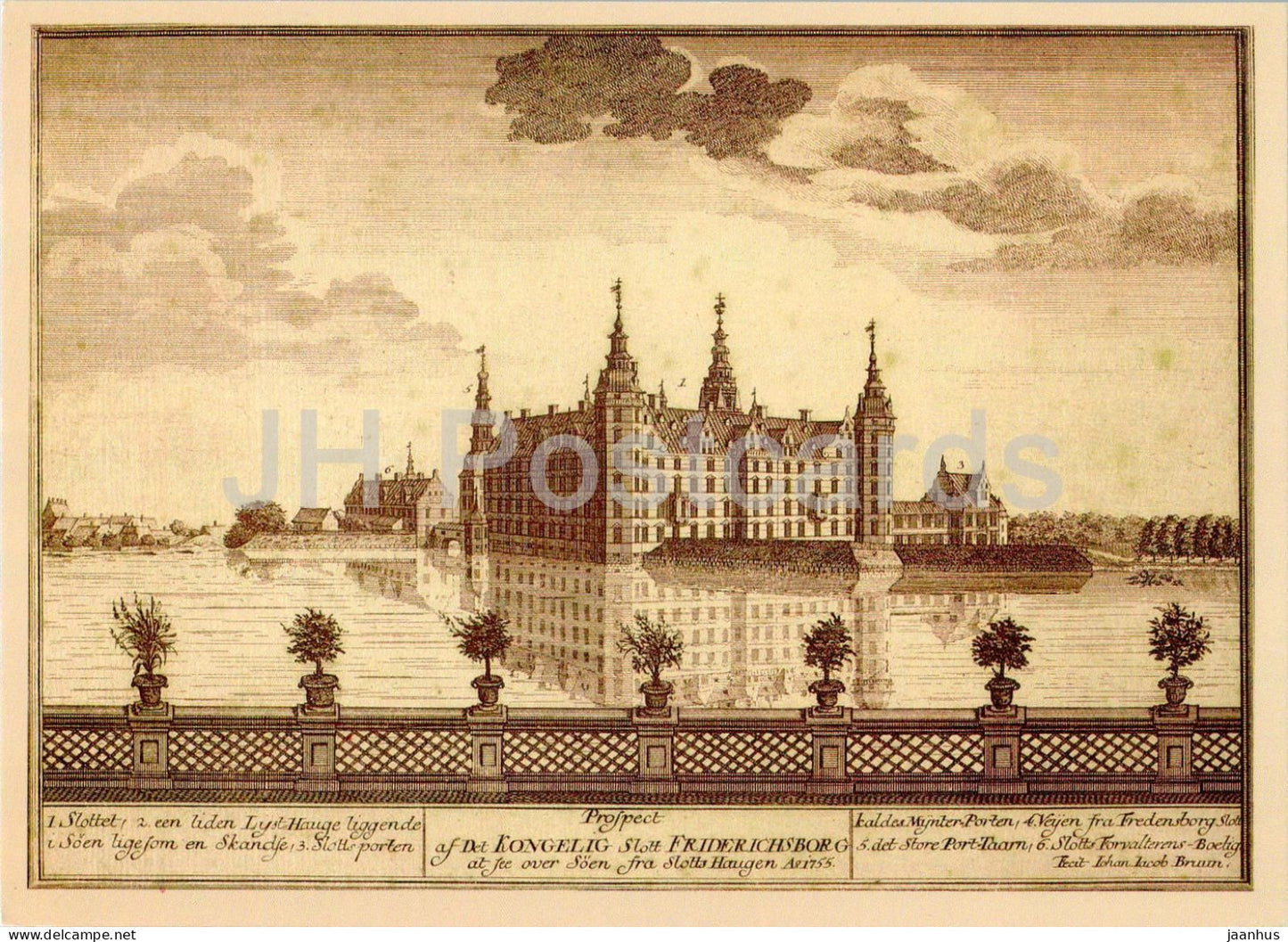 Frederiksborg - art by J.J. Bruun 1750 - 4131 - Denmark – unused – JH Postcards