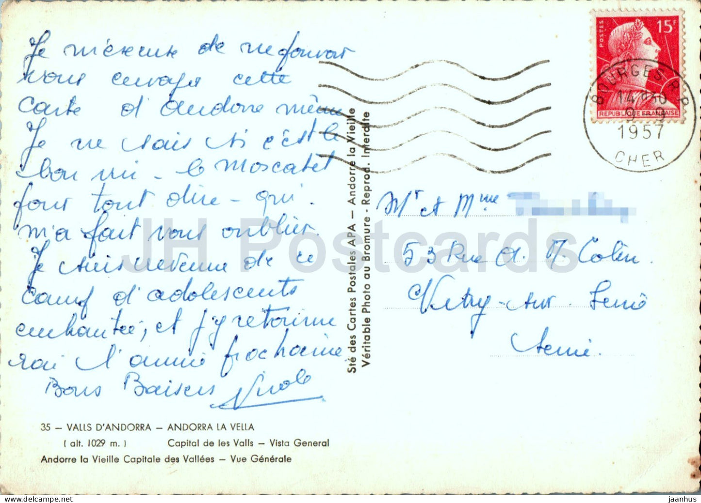 Valls D'Andorra - Vue Genrale - Andorre la Vieille Capitale des Vallees - 35 - alte Postkarte - 1957 - Andorra - gebraucht