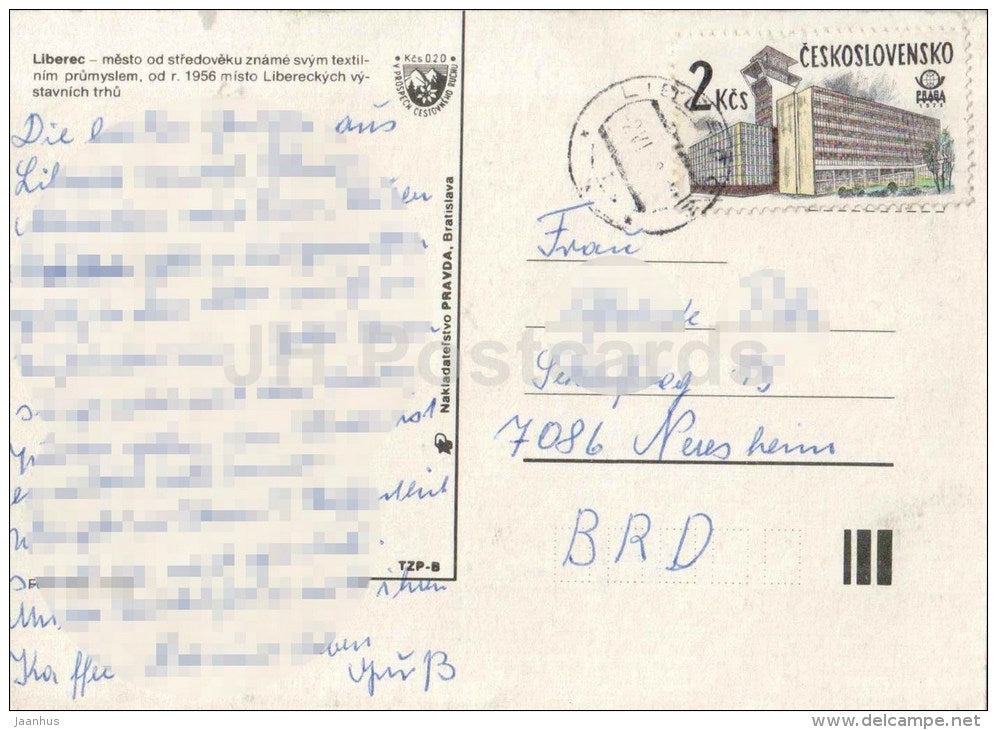 dam - architecture - bus - Liberec - Czechoslovakia - Czech - used 1970s - JH Postcards