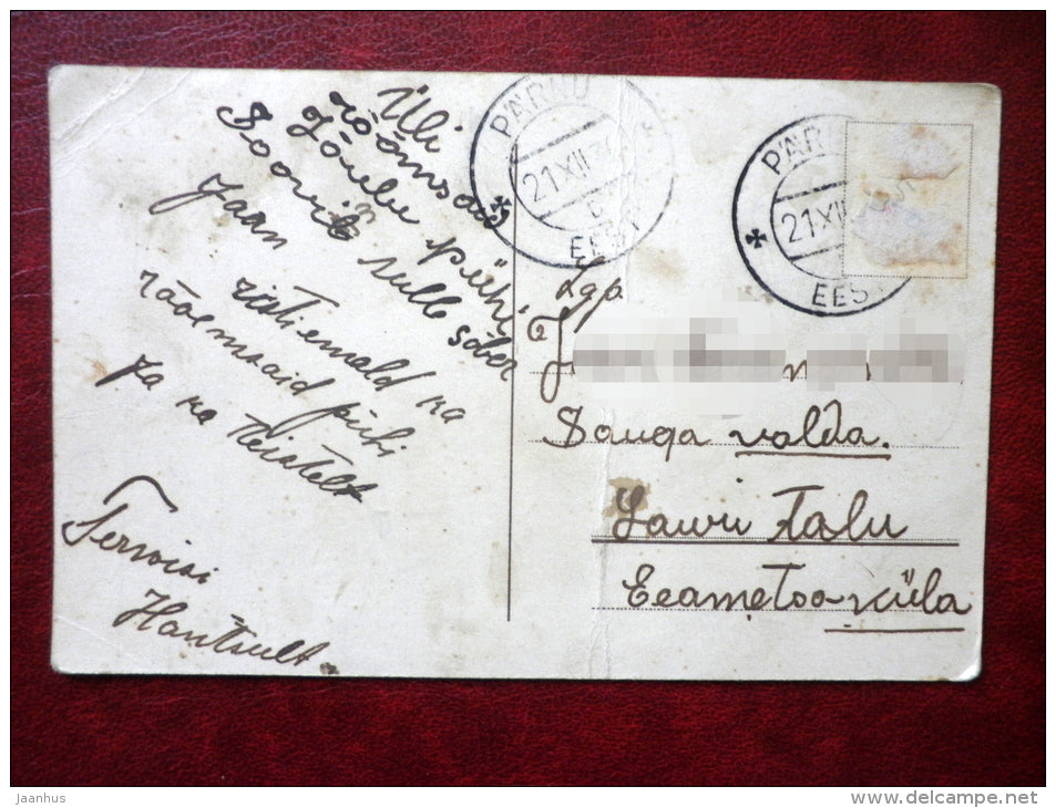 Christmas Greeting Card - horse sledge - winter - circulated in 1936 - Estonia - used - JH Postcards