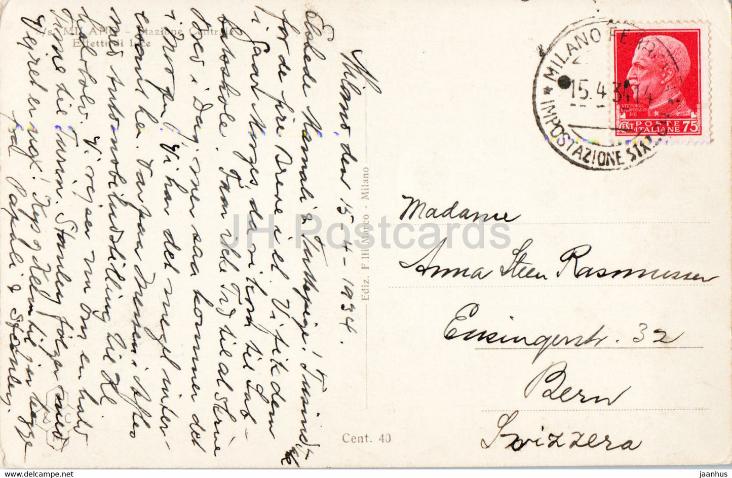 Milano - Stazione Centrale - Effeti di Luce - old postcard - 1934 - Italy - used