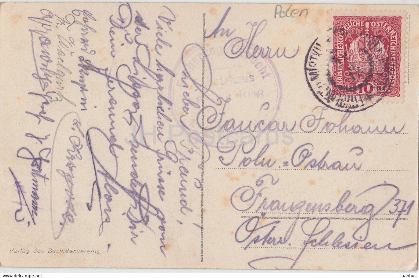 Erzherzog Albrecht Schutzhaus - Lysahora 1325 m - old postcard - 1918 - Czech Republic - used