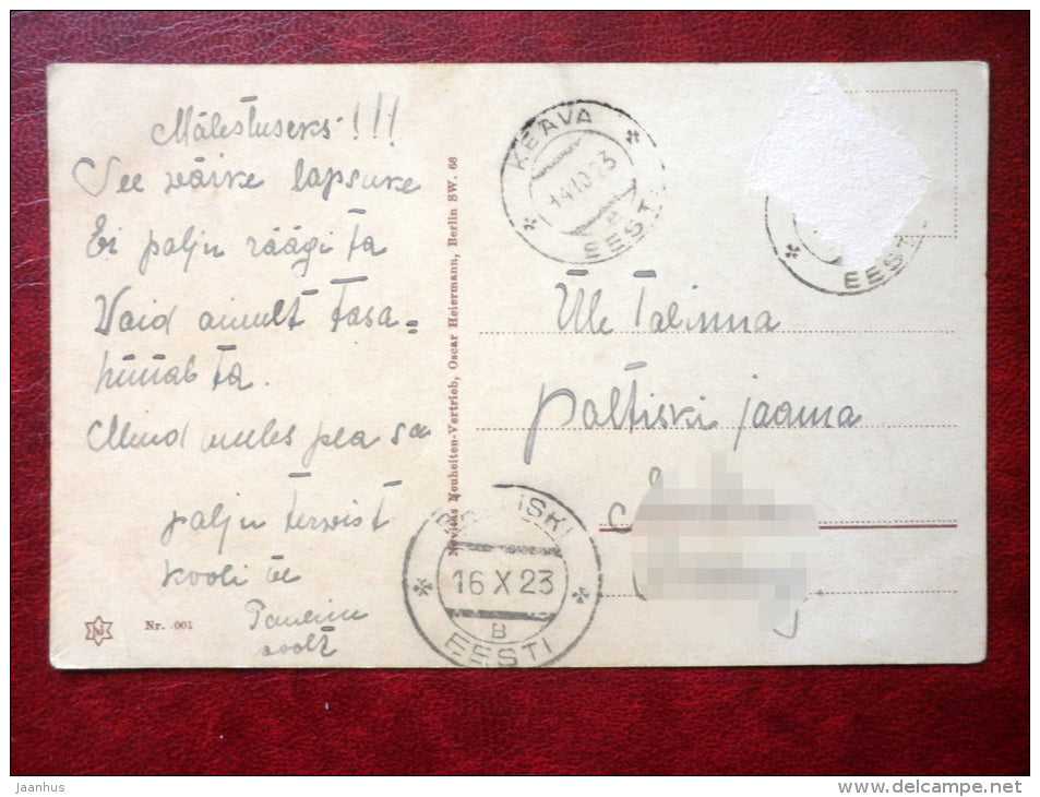 illustration - baby - reed mace - Novitas , Neuheiten - circulated in 1923 in Estonia - Germany - used - JH Postcards