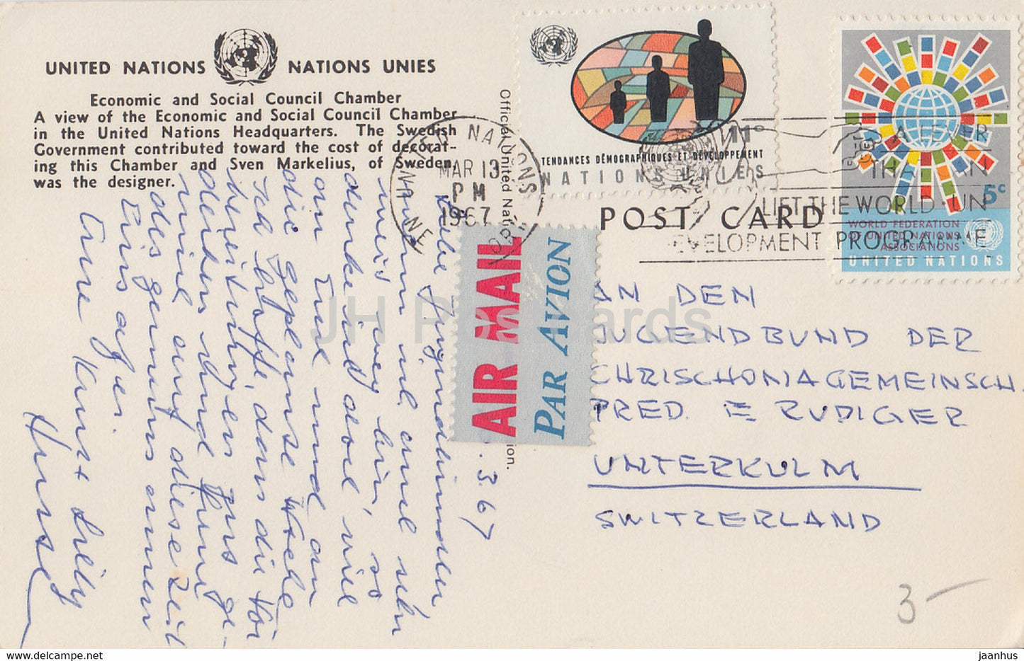 New York City - United Nations - Economic and Social Council Chamber - 1967 - USA - used