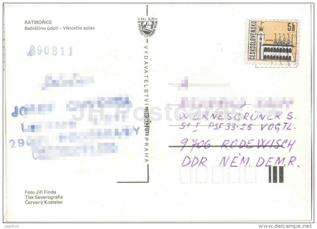 Ratiborice - Grandmother valley - rafting ViktorÄin - Czechoslovakia - Czech - used - JH Postcards