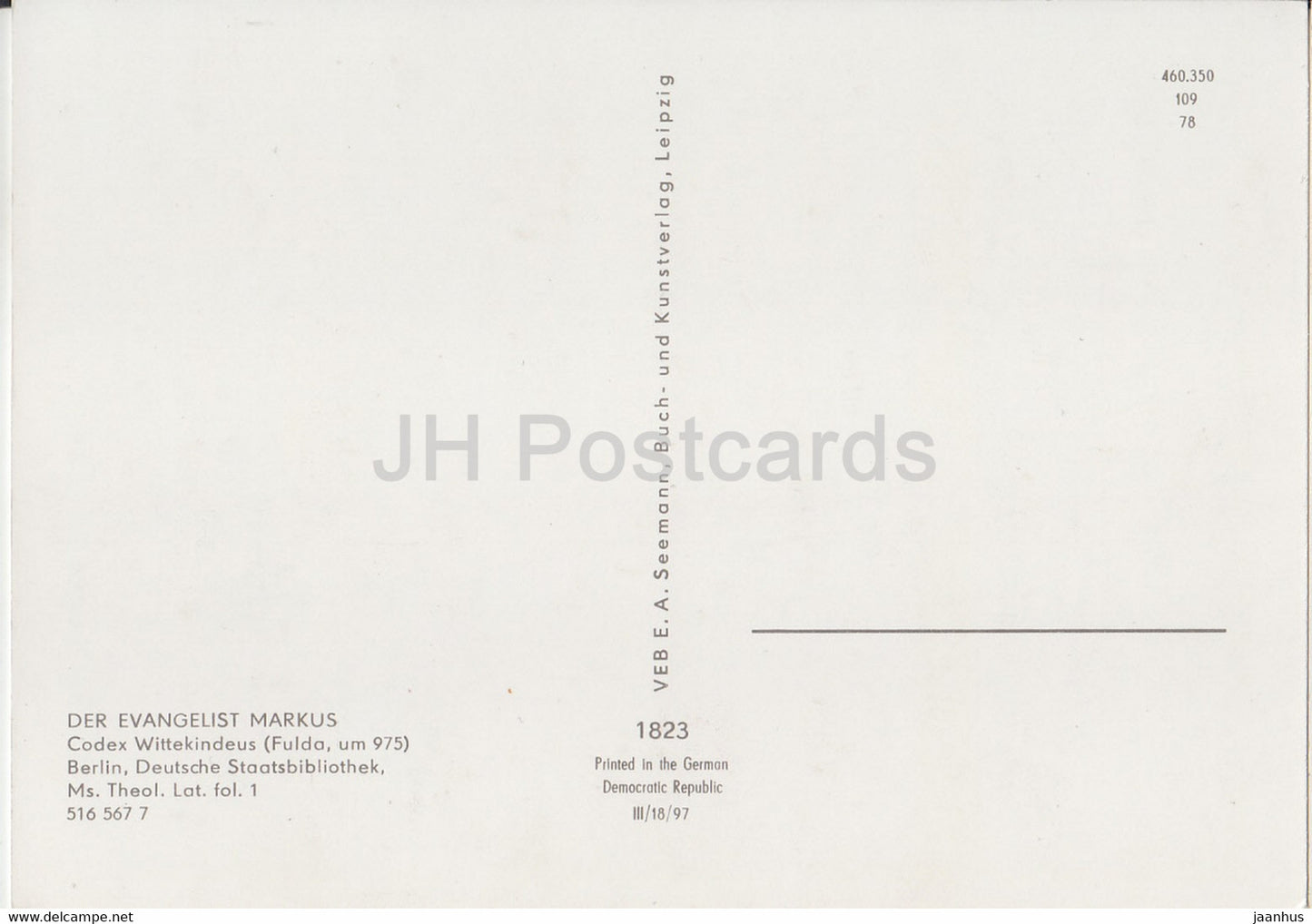 Buchillustration - Der Evangelist Markus - Codex Wittekindeus - 1823 - Kunst - Deutschland DDR - unbenutzt
