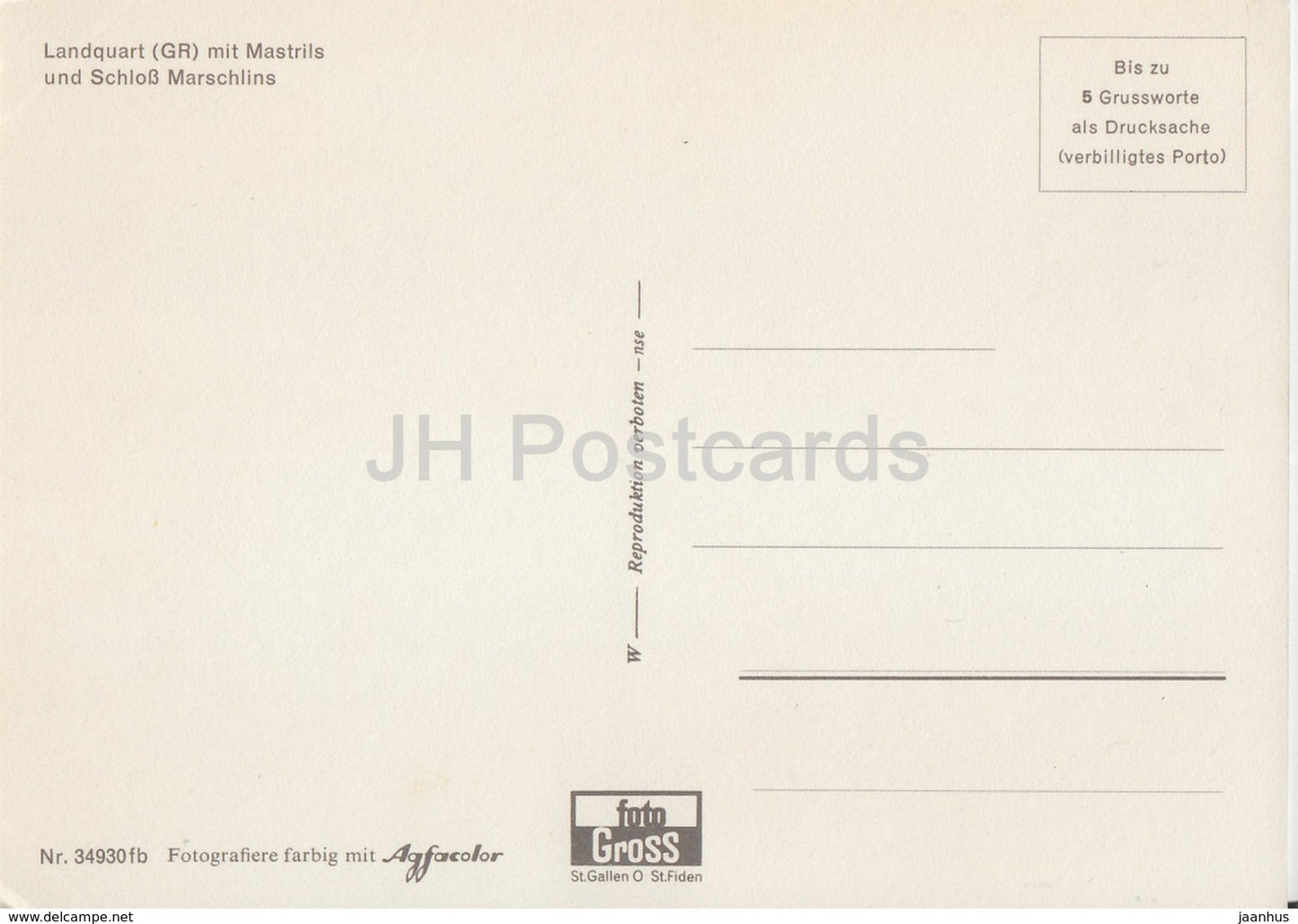 Gruss aus Landquart - Mastrils - Schloss Marschlins - castle - Switzerland - unused