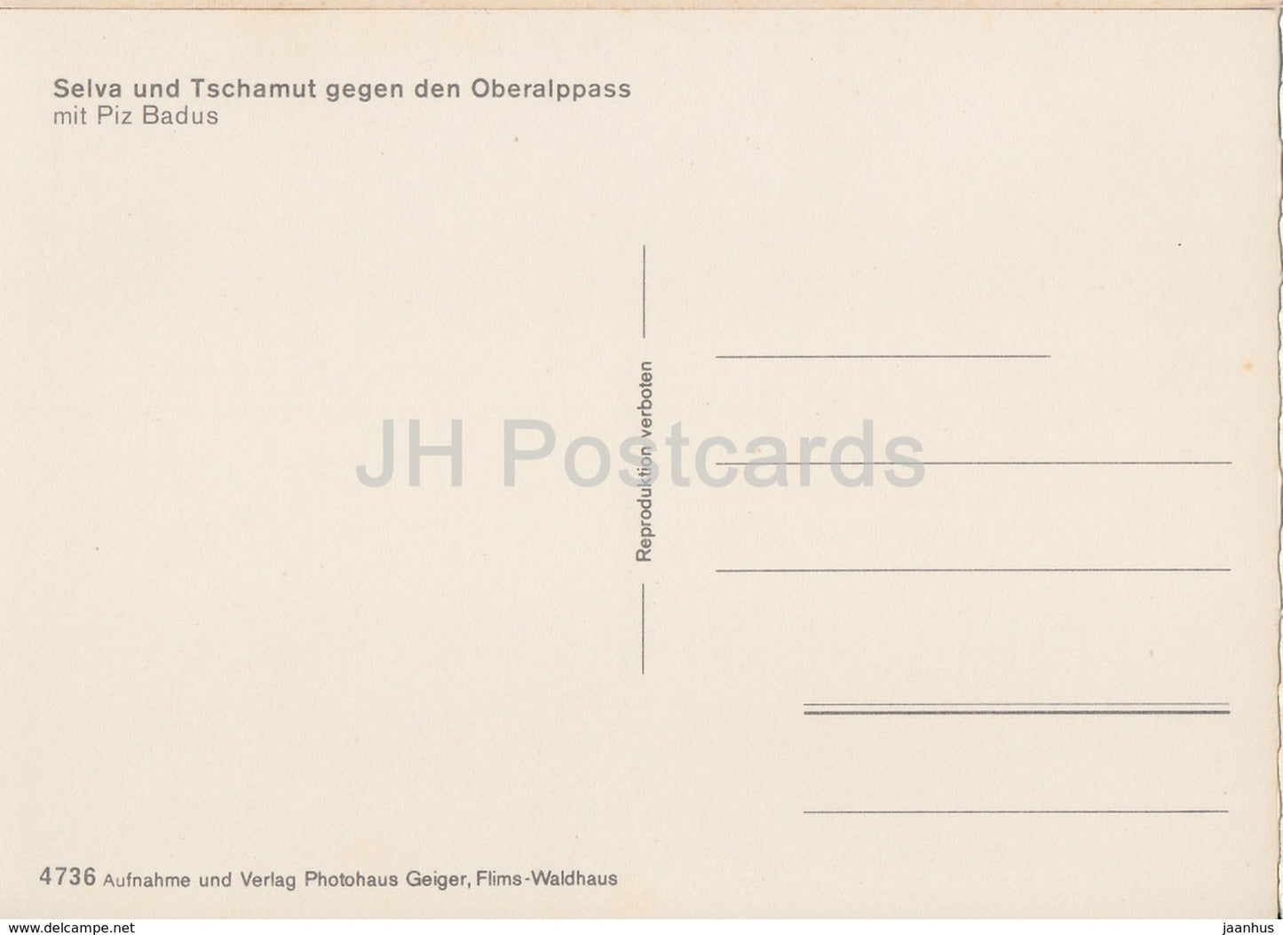 Selva und Tschamut gegen den Oberalppass - Piz Badus - 4736 - Switzerland - unused