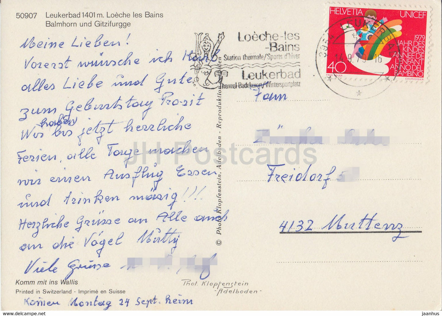 Leukerbad 1401 m - Loeche les Bains - Balmhorn und Gitzifurgge - 50907 - 1979 - Switzerland - used