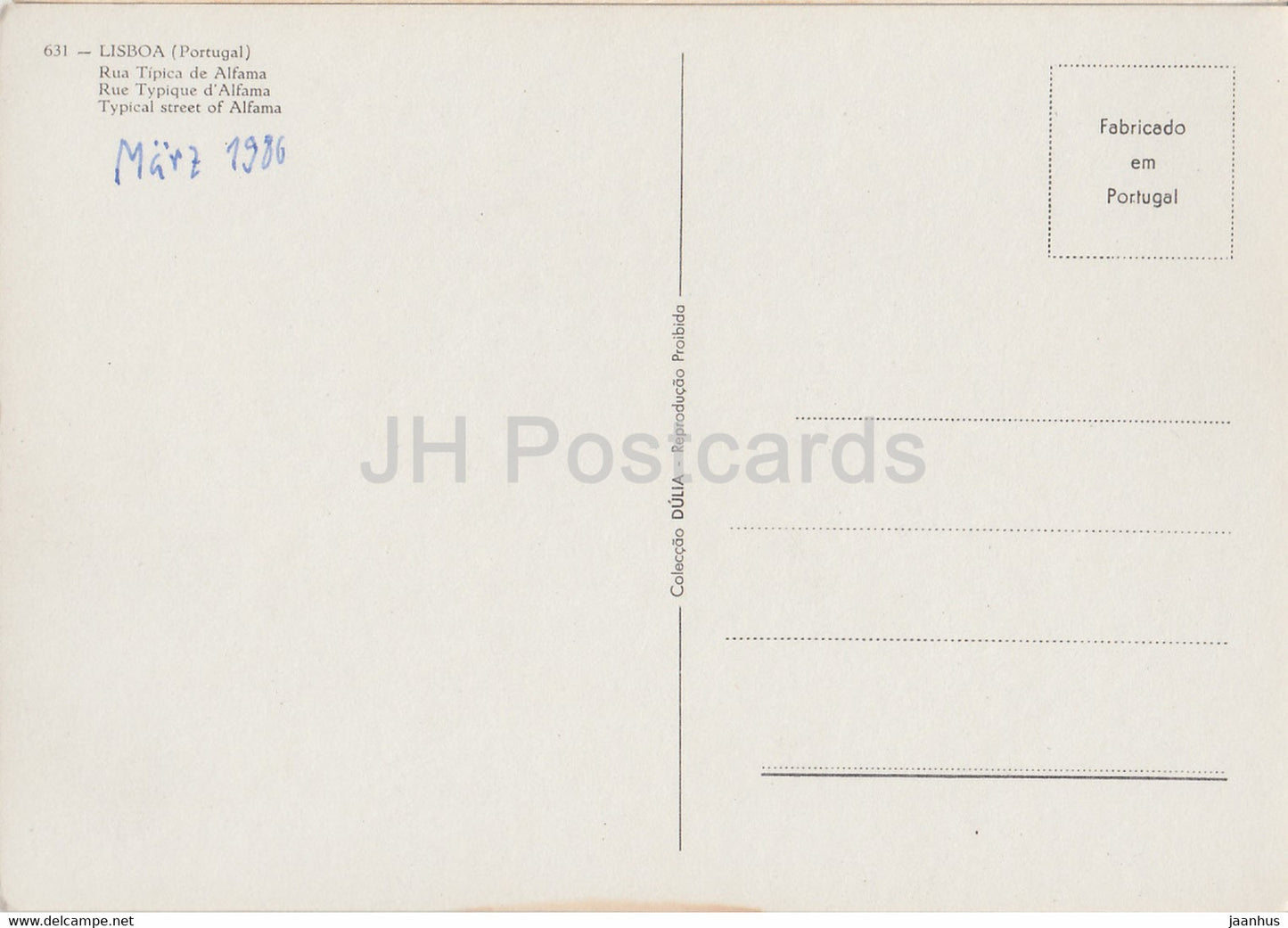 Lissabon - Lisboa - Rua tipica de Alfama - Typische Straße von Alfama - 631 - 1986 - Portugal - gebraucht