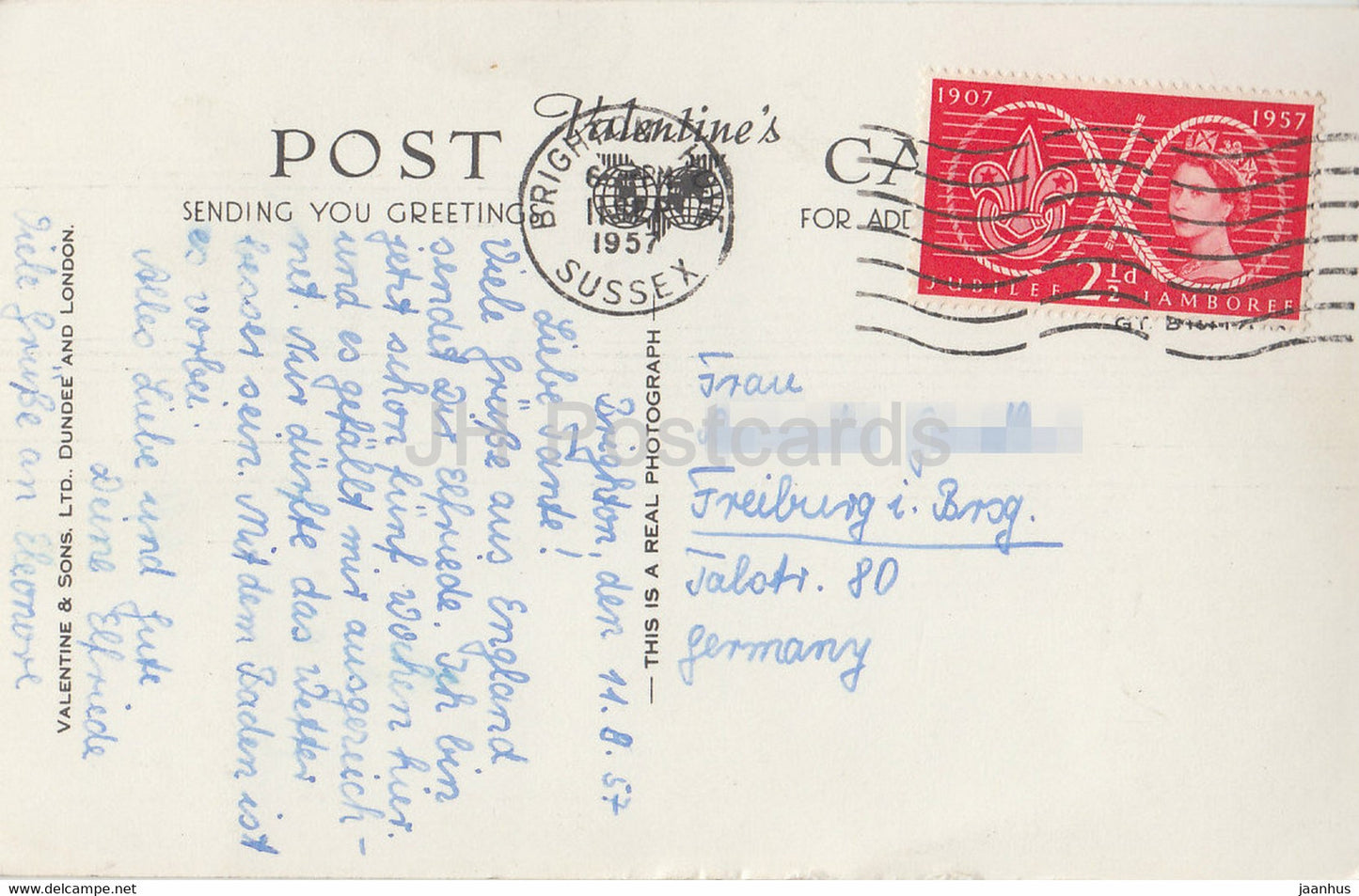 Rough Sea from Palace Pier - Brighton - 9651 - old postcard - 1957 - United Kingdom - England - used