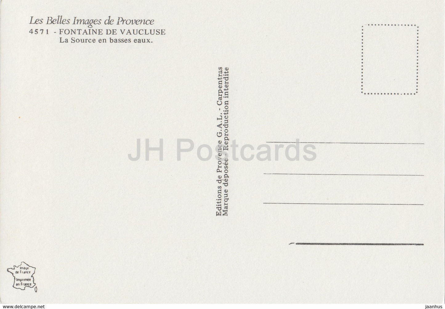 Fontaine de Vaucluse – La Source en basses eaux – Les Belles Images de Provence – 4571 – Frankreich – unbenutzt