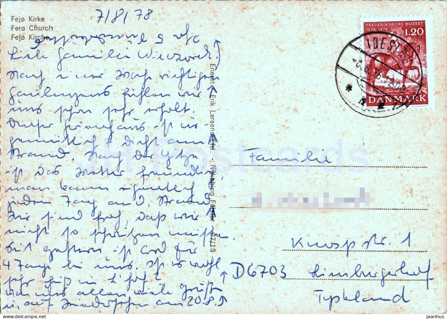 Fejo Kirke - church - 67/13 - 1978 - Denmark - used