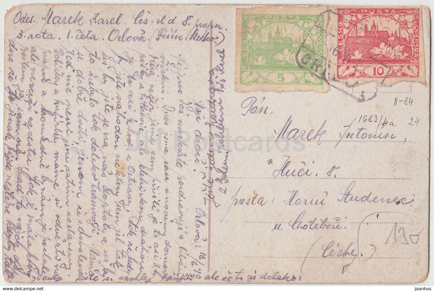 Orlowa - Orlau - Orlova - railway - old postcard - 1919 - Czech Republic - used