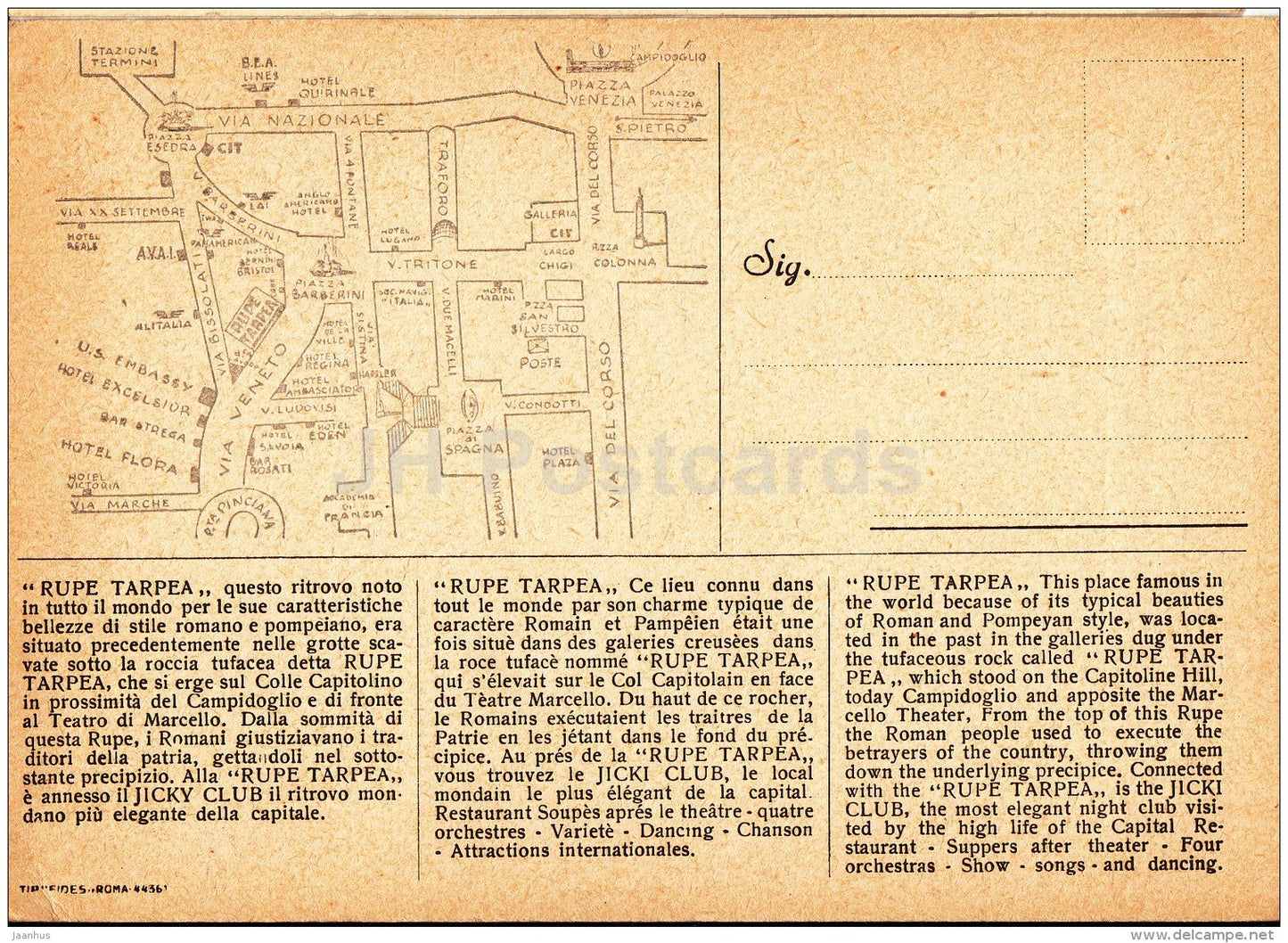 Rupe Tarpea restaurant - Roma - Rome - Italia - Italy - used - JH Postcards