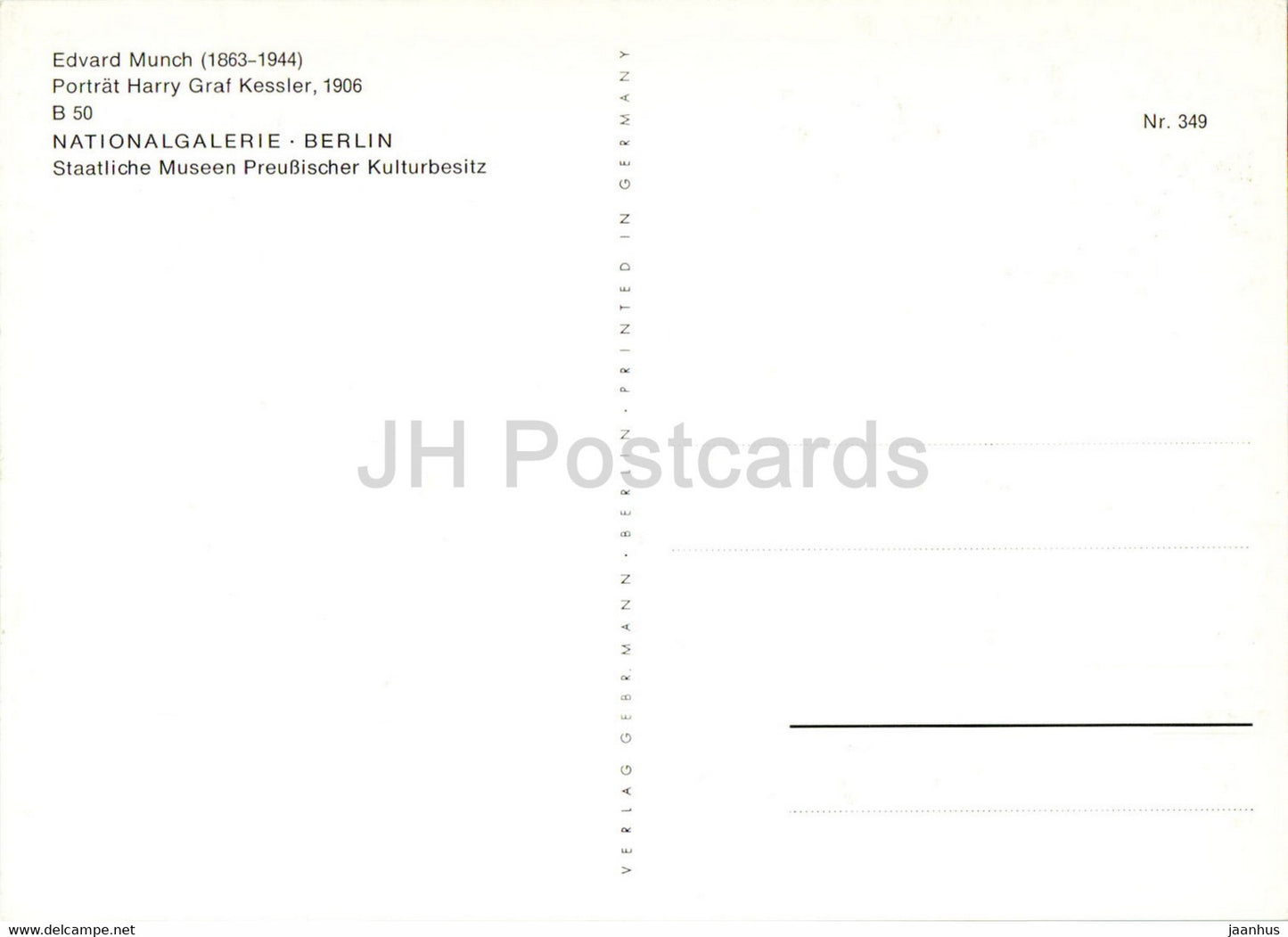 peinture d'Edvard Munch - Portrat Harry Graf Kessler - portrait - art norvégien - Allemagne - inutilisé