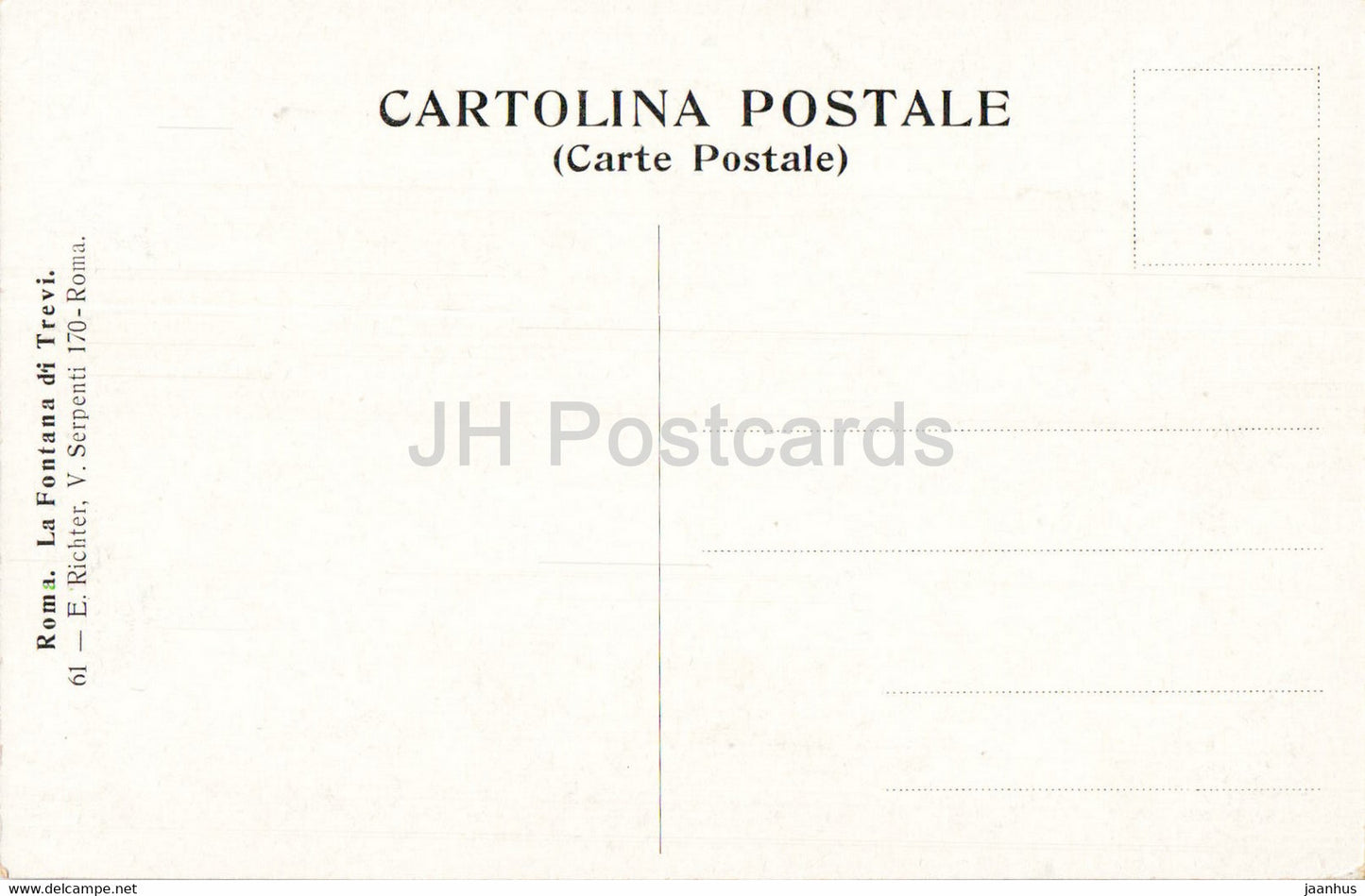 Roma - Rome - La Fontana di Trevi - Trevi Fountain - illustration - horse carriage - 61 - old postcard - Italy - unused