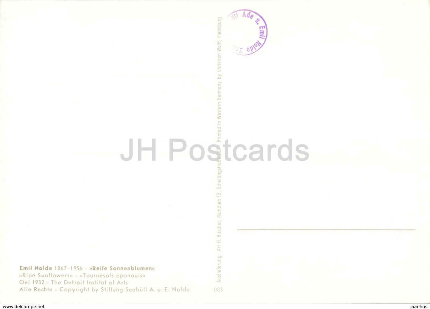 painting by Emil Nolde - Reife Sonnenblumen - Ripe sunflowers - German art - Germany - unused