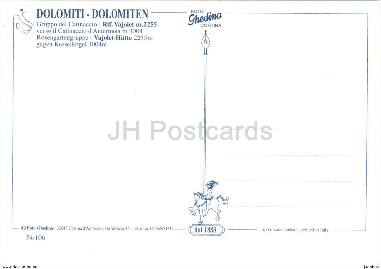 Rifugio Vajolet Hutte - d' Antermoia - Italy - unused