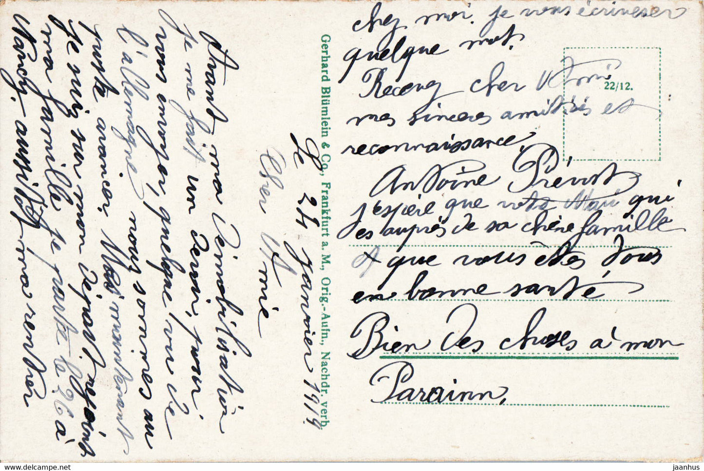 Frankfurt a M - Hauptbahnhof - tram - railway station - old postcard - 1919 - Germany - used