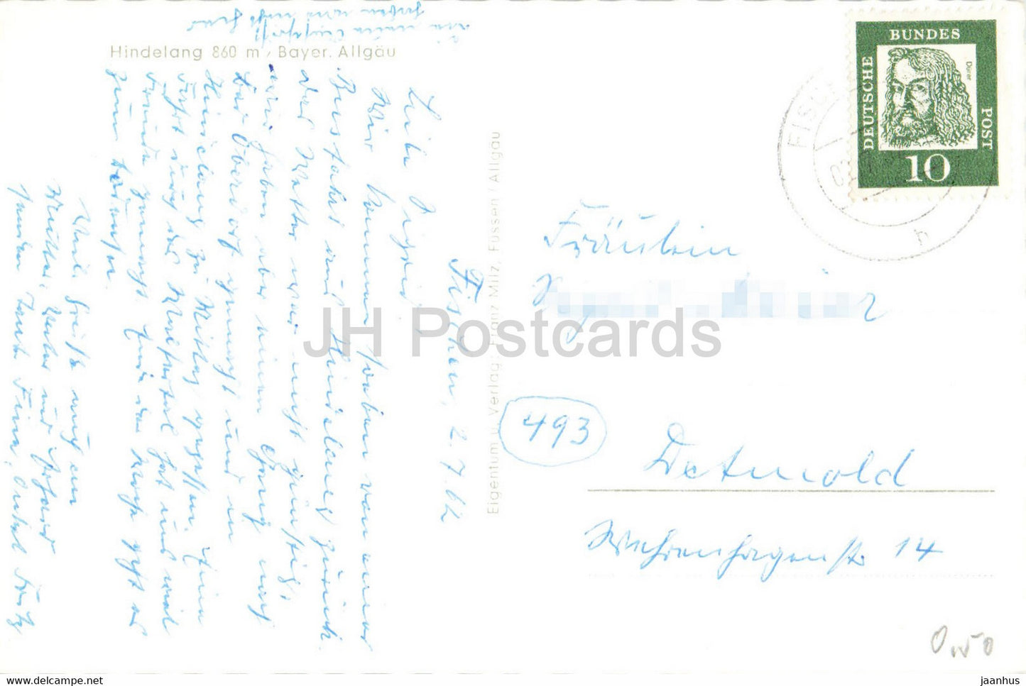 Hindelang 860 m - Bayer Allgau - 1962 - Germany - used