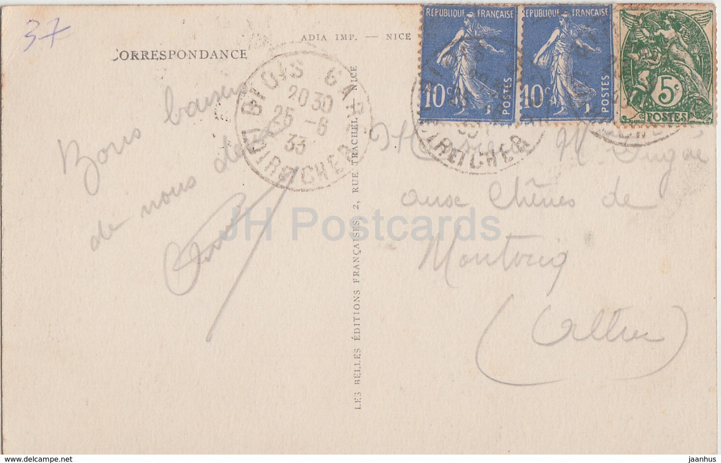 Amboise - Le Chateau et le Pont - castle - bridge - 87 - 1933 - old postcard - France - used