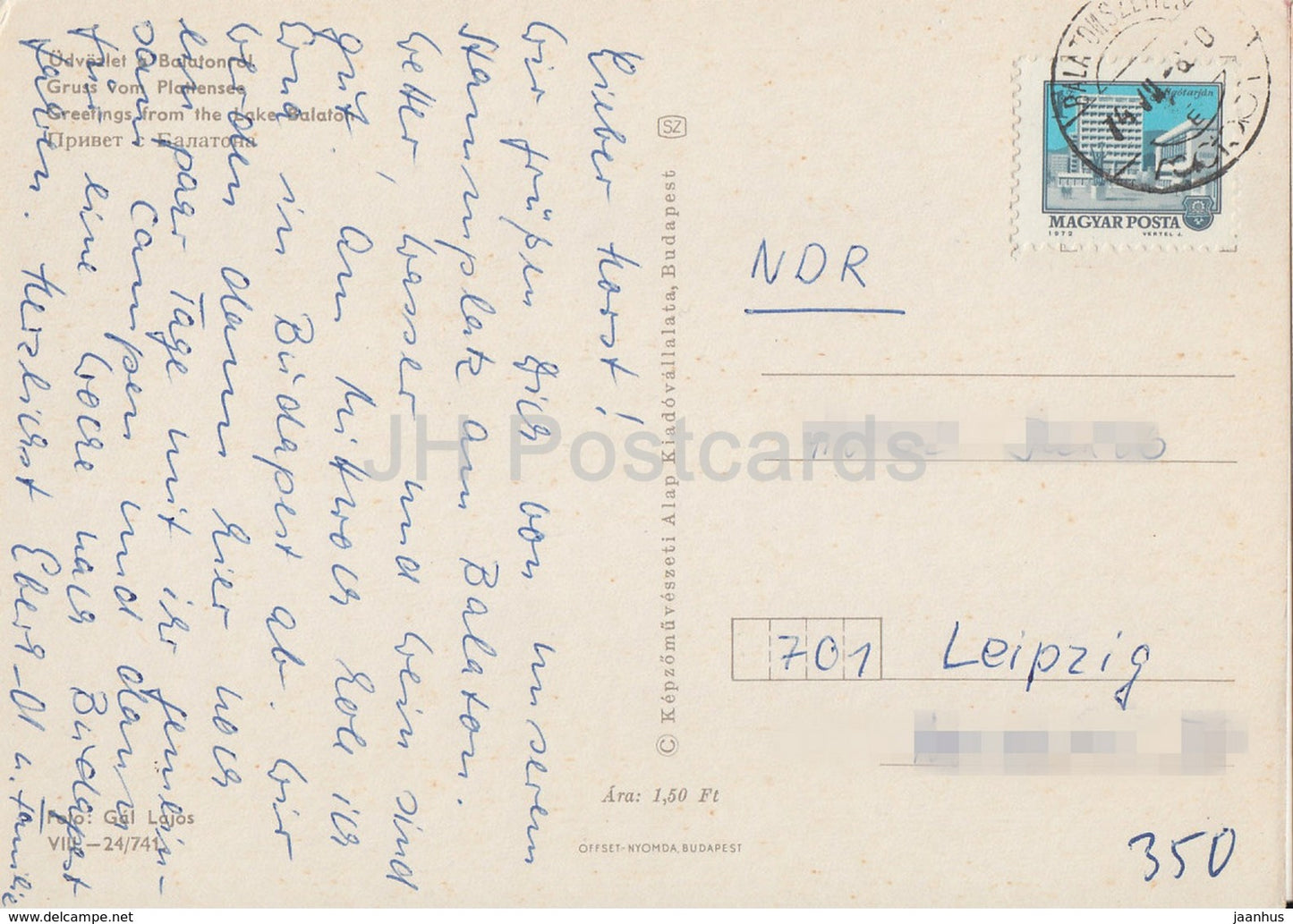 Salutations du lac Balaton - hôtel - plage - 1974 - Hongrie - utilisé