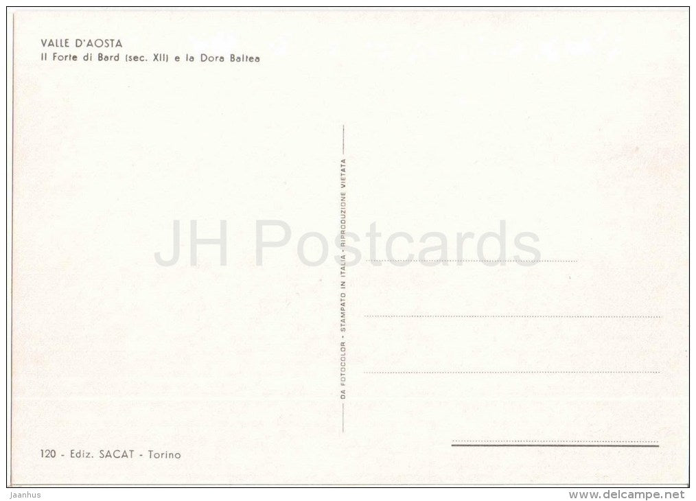Il Forte di Bard e la Dora Baltea - fortress - Aosta - Val d´Aosta - 120 - Italia - Italy - unused - JH Postcards