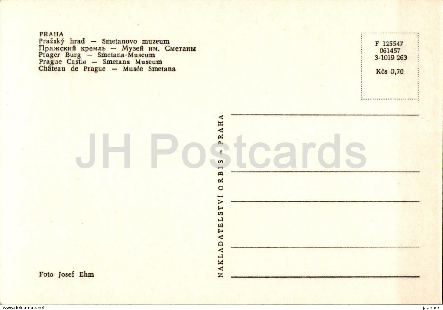 Praha - Prague - Château de Prague - Musée Smetana - 125547 - République tchèque - Tchécoslovaquie - inutilisé