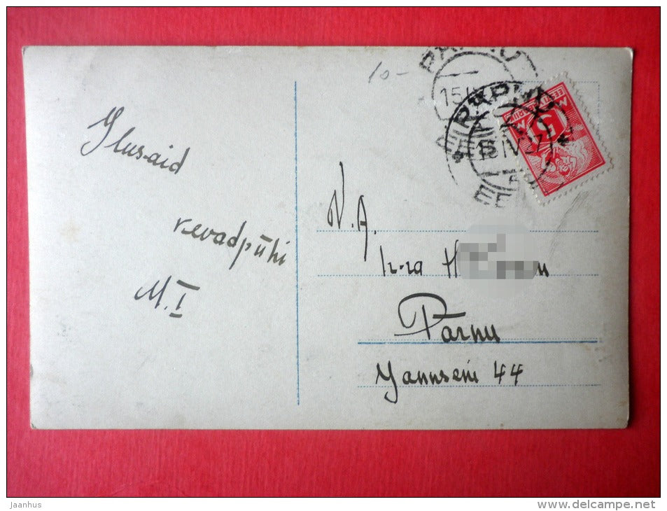 easter greeting card - eggs - catkins - child - 9675/4 - circulated in Estonia Pärnu 1927 - JH Postcards