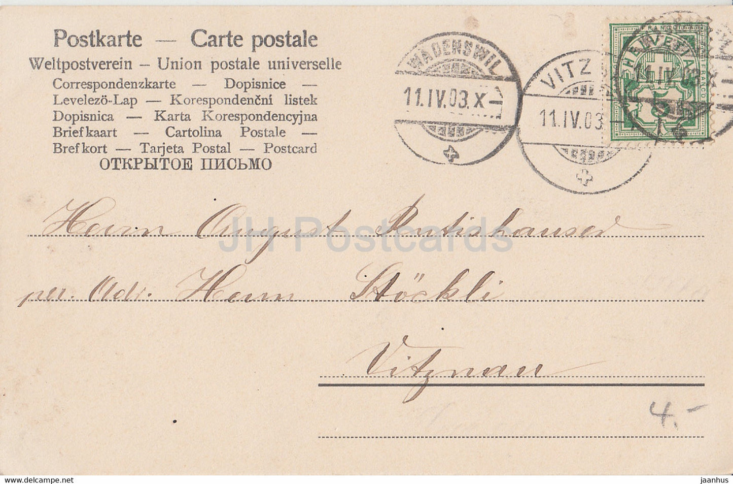 Easter Greeting Card - Frohliche Ostern - egg - chicken - old postcard - 1903 - Germany - used