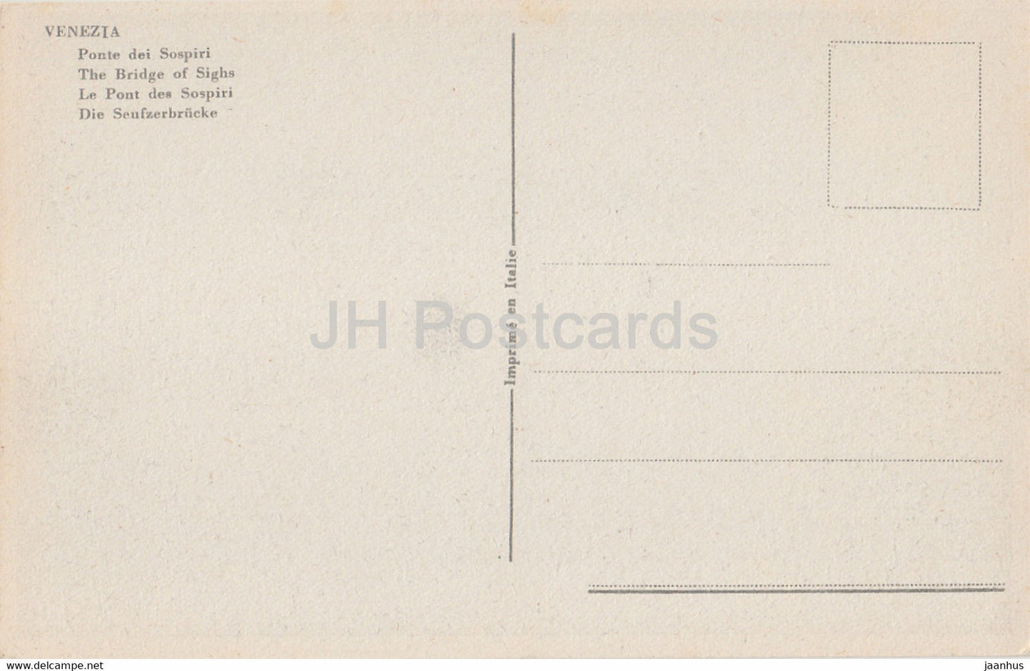Venezia - Vendig - Venice - Ponte dei Sospiri - The Bridge of Sighs - old postcard - Italy - unused