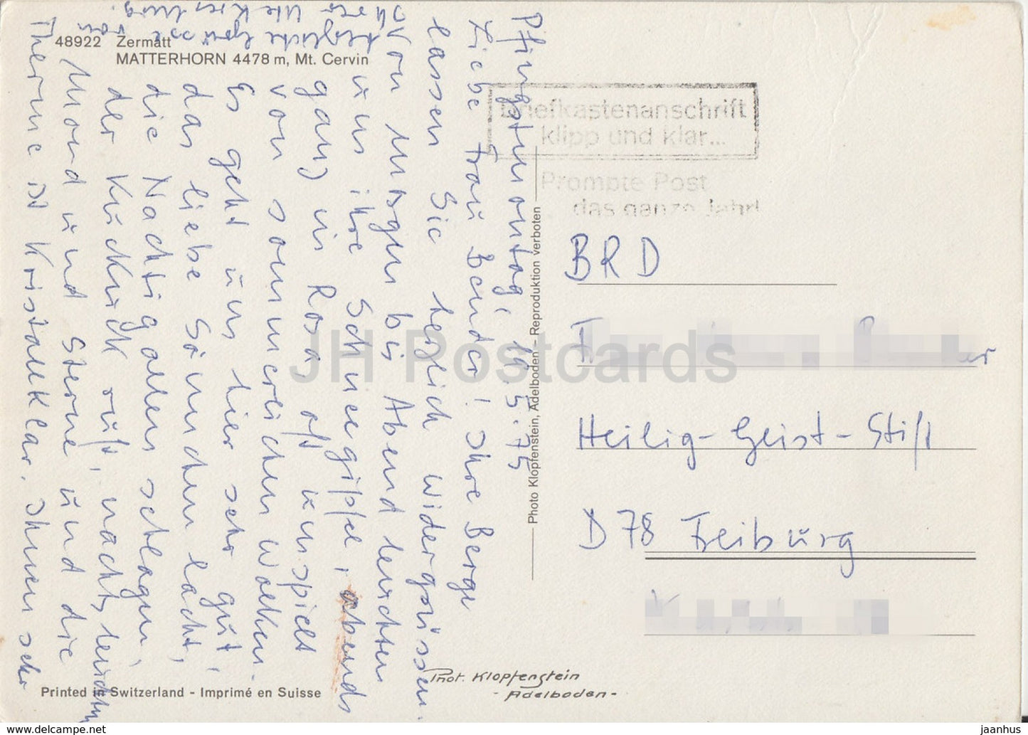 Zermatt - Matterhorn 4478 m - Mt Cervin - 1975 - Switzerland - used