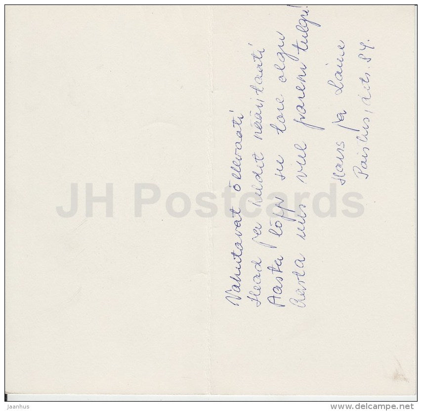 New Year greeting card - 2 - decorations - fir cones - 1984 - Estonia USSR - used - JH Postcards